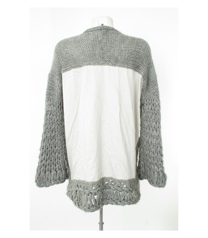 STEFANEL Damen Strickjacke Lagenlook Gr. M Grau Knit Wolle Baumwolle – Foto 3