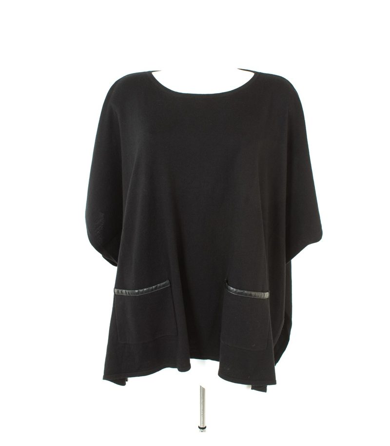 TALBOTS Damen Poncho Umhang Cape Gr.S/M Schwarz Knit – Foto 1