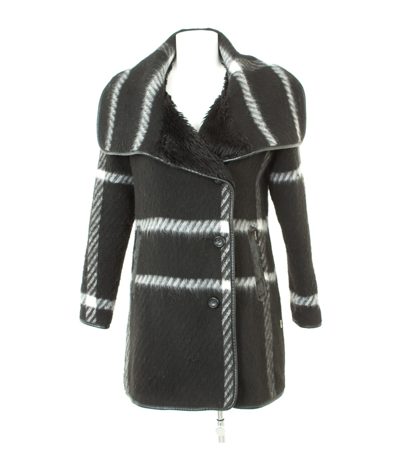 Khujo Damen Mantel Trenchcoat Gr. S Schwarz/Weiß Wolle