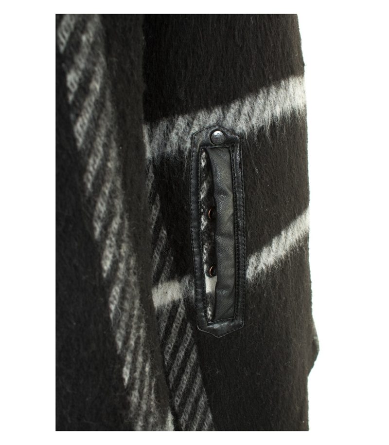 Khujo Damen Mantel Trenchcoat Gr. S Schwarz/Weiß Wolle – Foto 3