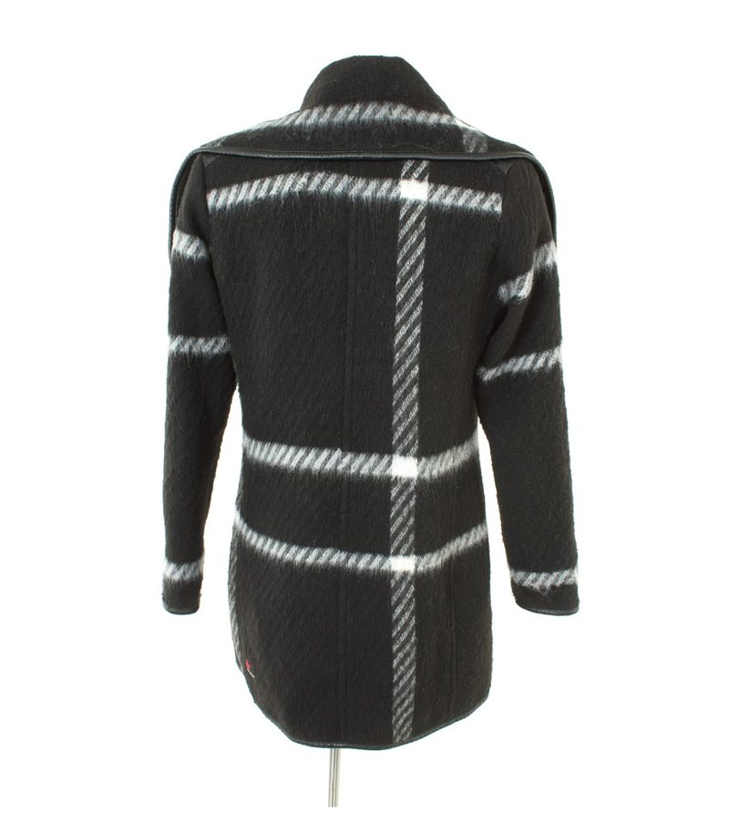 Khujo Damen Mantel Trenchcoat Gr. S Schwarz/Weiß Wolle – Foto 4