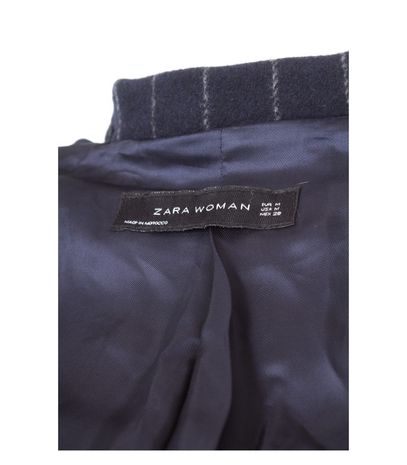 ZARA Damen WOMAN Mantel Gr. M Blau/Grau Wolle – Foto 5