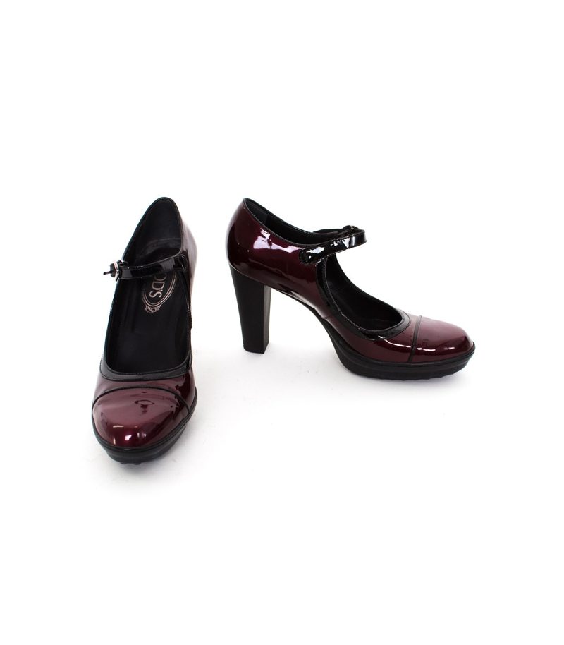 TODS Damen Pumps High Heels Sandalette Gr. EU 38,5 Rot Schwarz Leder – Foto 1