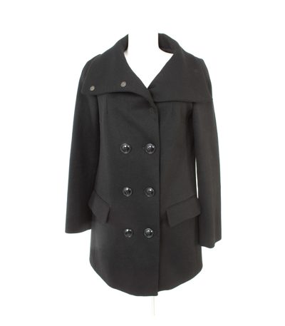 STILE Damen BENETTON. Mantel Gr. DE 38/IT 44 Reine Schwarz Wolle