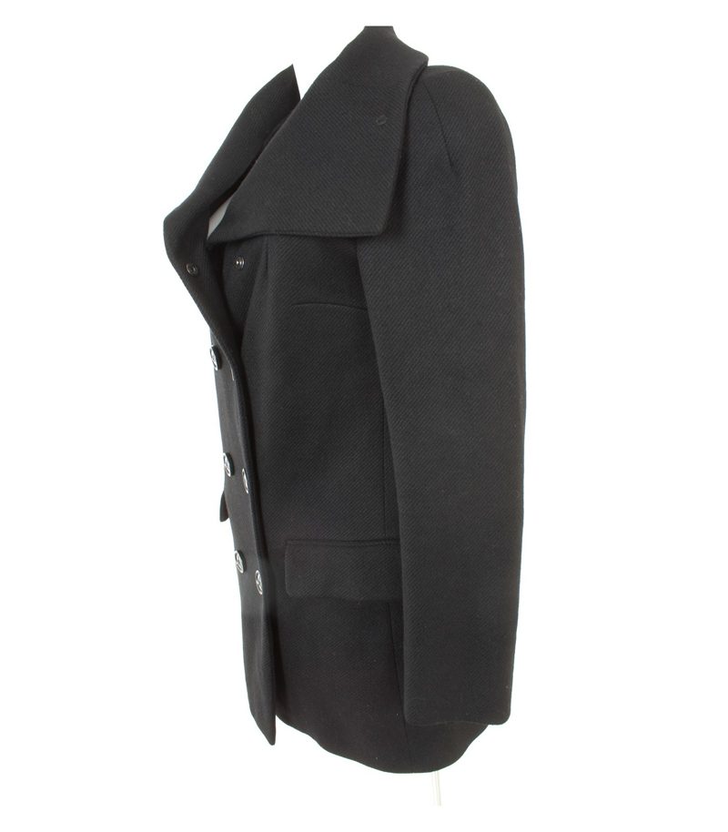 STILE Damen BENETTON. Mantel Gr. DE 38/IT 44 Reine Schwarz Wolle – Foto 2