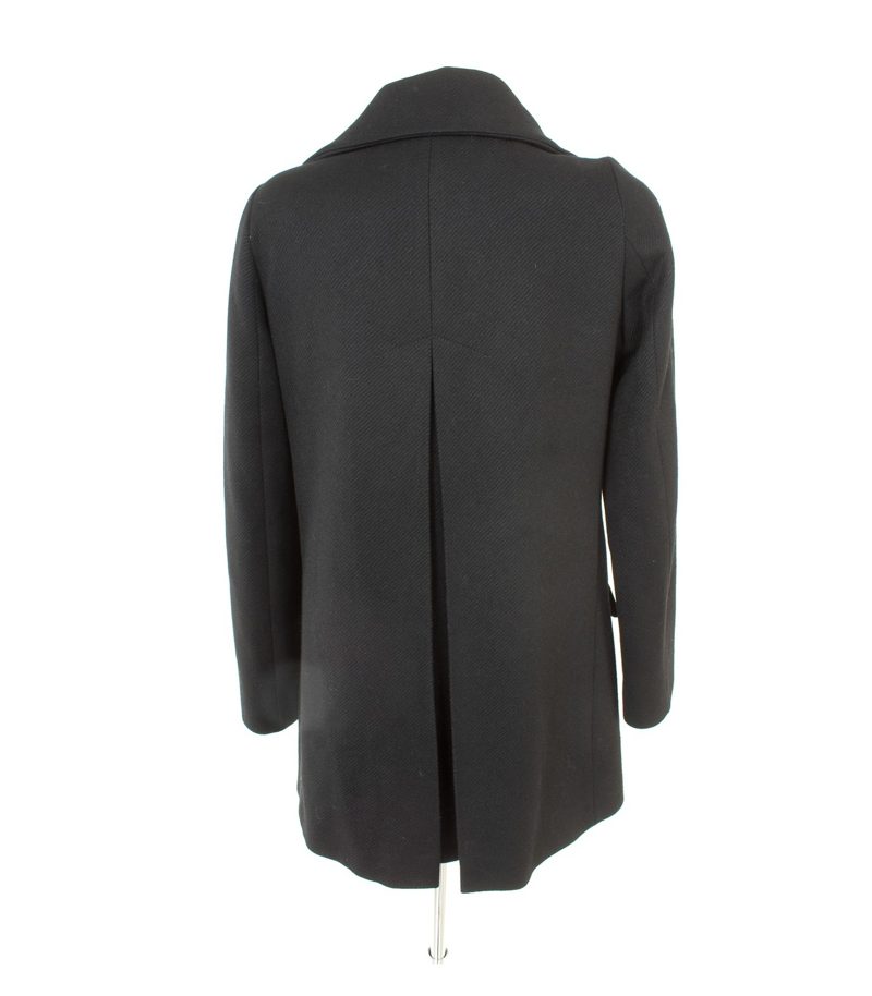 STILE Damen BENETTON. Mantel Gr. DE 38/IT 44 Reine Schwarz Wolle – Foto 3