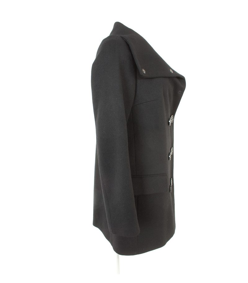 STILE Damen BENETTON. Mantel Gr. DE 38/IT 44 Reine Schwarz Wolle – Foto 4