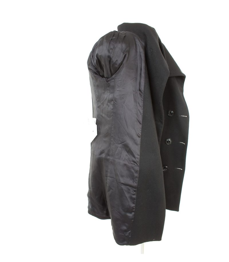 STILE Damen BENETTON. Mantel Gr. DE 38/IT 44 Reine Schwarz Wolle – Foto 8