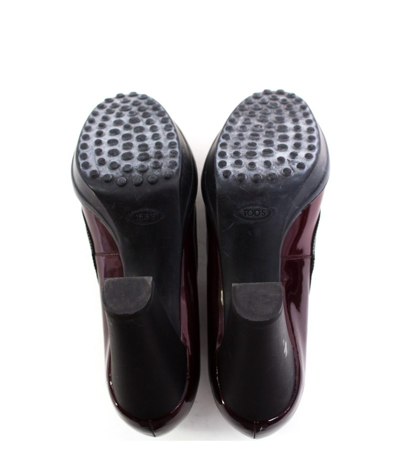 TODS Damen Pumps High Heels Sandalette Gr. EU 38,5 Rot Schwarz Leder – Foto 5
