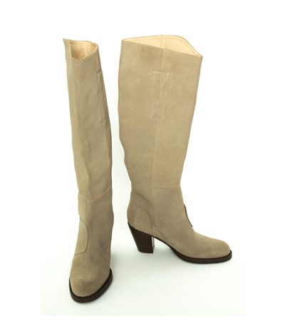 Damen Stiefel Boots High Heels Graubeige Gr. EU 37 Leder