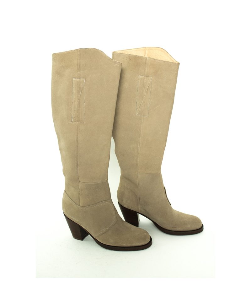 Damen Stiefel Boots High Heels Graubeige Gr. EU 37 Leder – Foto 2