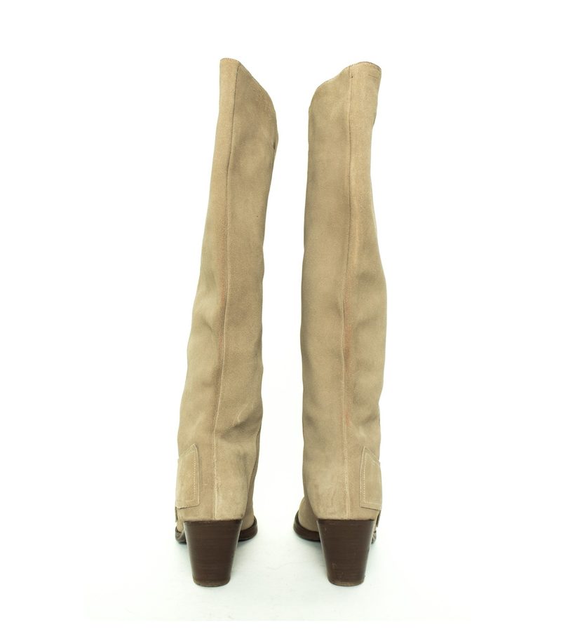 Damen Stiefel Boots High Heels Graubeige Gr. EU 37 Leder – Foto 3