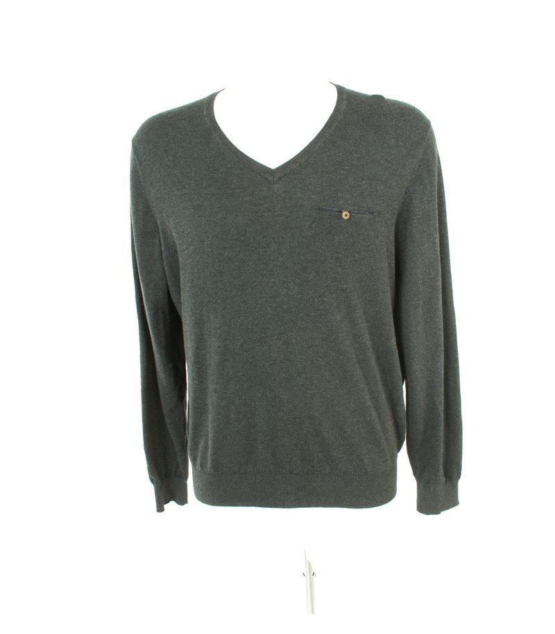 Massimo Dutti Herren Pullover Gr. L/40 Grau Baumwolle Kaschmir – Foto 1