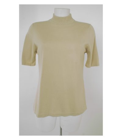 MÄRZ Damen Pullover Kurzarm Gr. DE 40 in Beigegrün Wolle