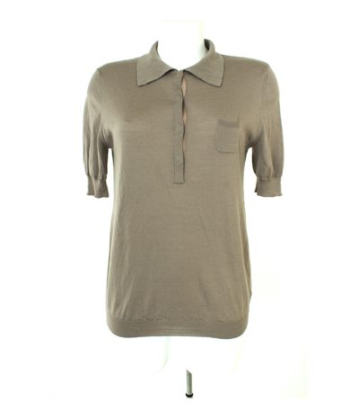 RENE LEZARD Damen Pullover Kurzarm GR. DE 40 Braun Wolle