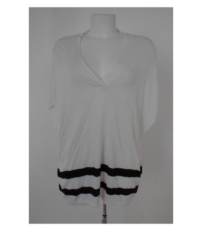 STEFFEN SCHRAUT Damen T-Shirt Gr. DE 36/38 Weiß/Schwarz Viskose Kaschmir