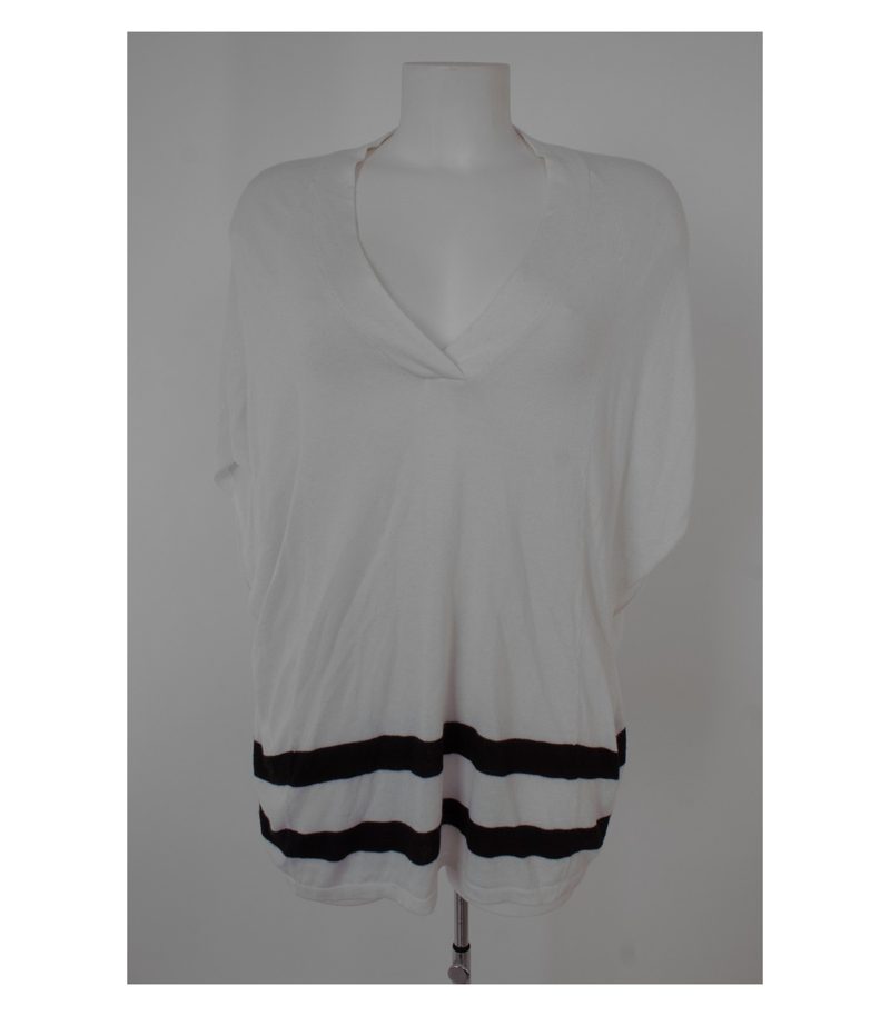 STEFFEN SCHRAUT Damen T-Shirt Gr. DE 36/38 Weiß/Schwarz Viskose Kaschmir – Foto 1