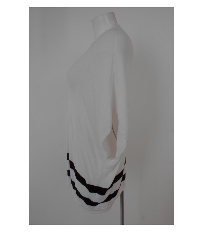STEFFEN SCHRAUT Damen T-Shirt Gr. DE 36/38 Weiß/Schwarz Viskose Kaschmir – Foto 2