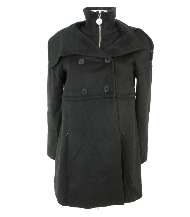 PATRIZIA PEPE Damen Mantel Gr. IT 44/DE 38 Schwarz Wolle – Foto 1