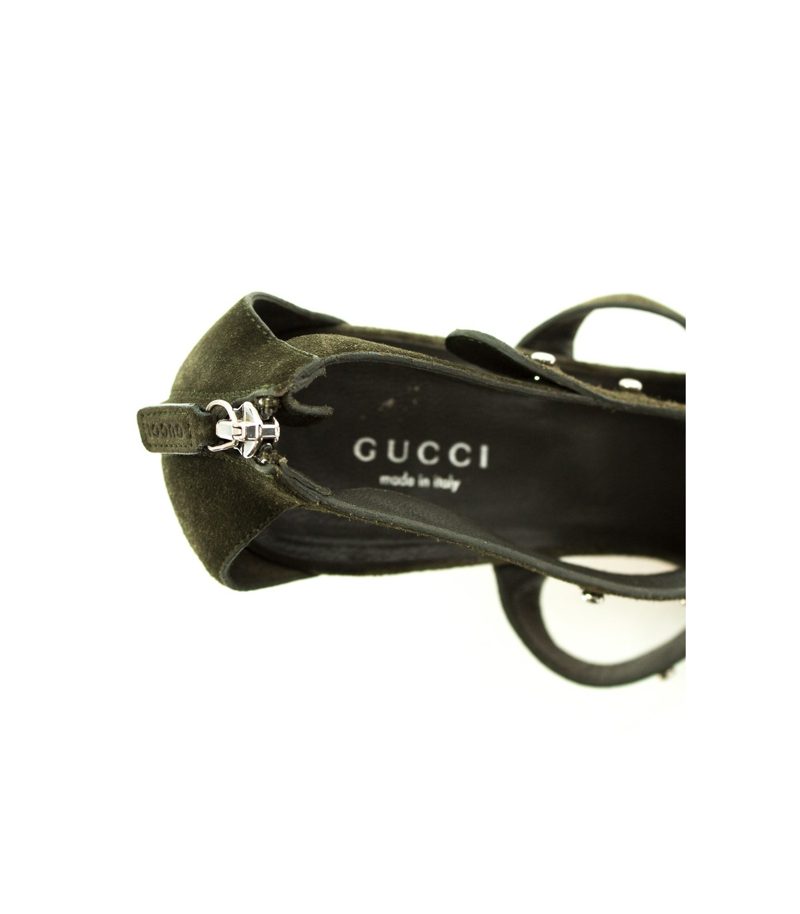 GUCCI Damen Sandaletten Pumps High Heels Gr. EU 38,5 Grün Leder – Foto 4