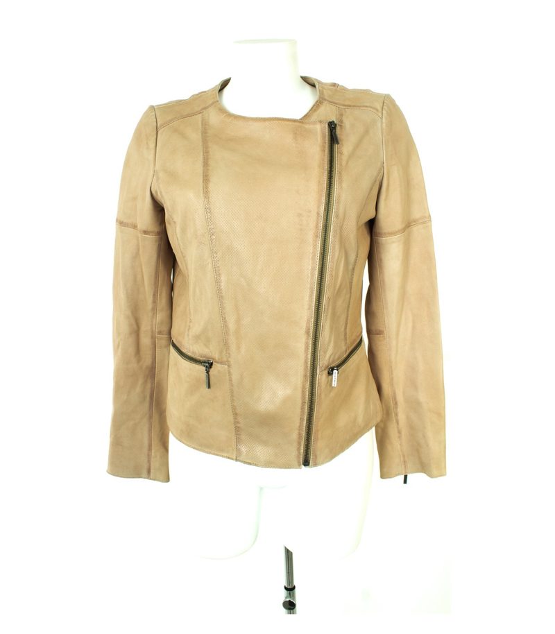 MORE & MORE Damen Lederjacke gr. DE 38 Beige Leder – Foto 1