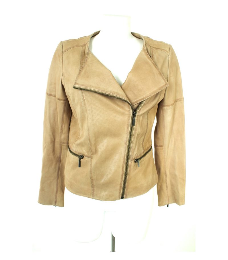 MORE & MORE Damen Lederjacke gr. DE 38 Beige Leder – Foto 4