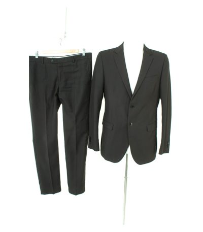 MANUEL RITZ Herren Anzug Hose Sakko Gr. 50 Schwarz/Blau Wolle