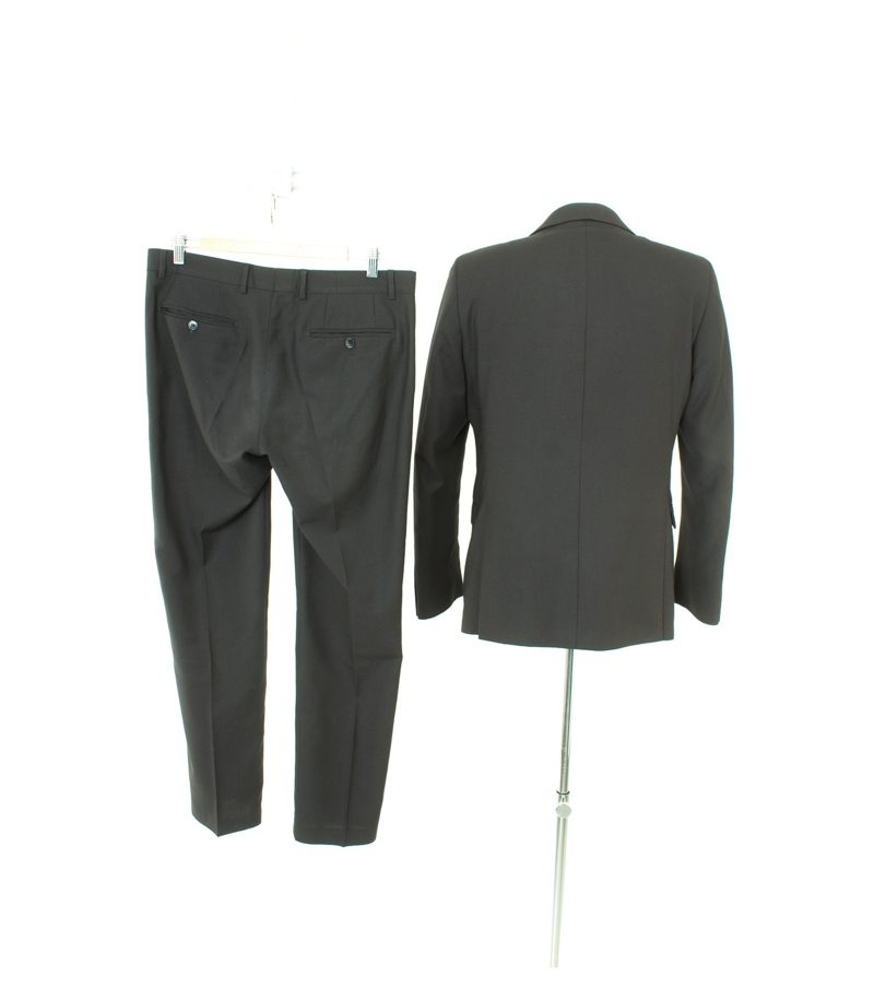 MANUEL RITZ Herren Anzug Hose Sakko Gr. 50 Schwarz/Blau Wolle – Foto 2