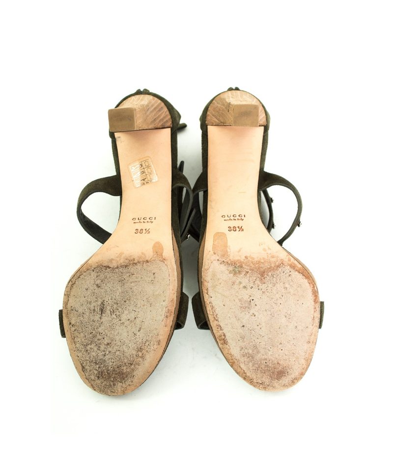 GUCCI Damen Sandaletten Pumps High Heels Gr. EU 38,5 Grün Leder – Foto 5