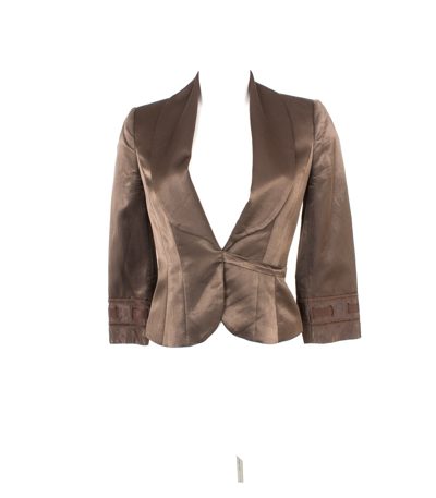 MAX&Co. Damen Blazer Gr. DE 34 Braun Baumwolle Viskose