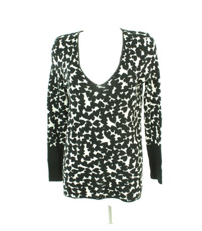 OUI TRES JOLIE Damen Pullover Gr. DE 36 Beige/Schwarz Baumwolle