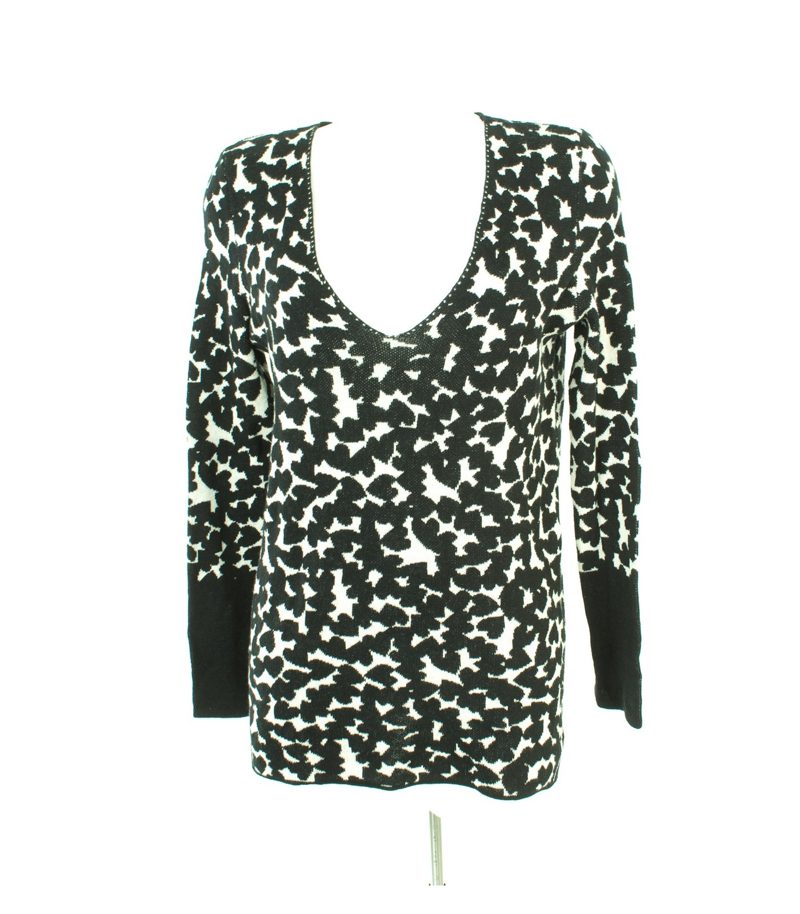 OUI TRES JOLIE Damen Pullover Gr. DE 36 Beige/Schwarz Baumwolle – Foto 1