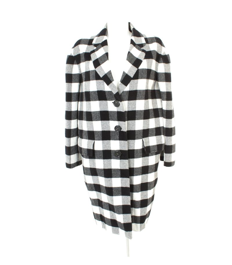 ERMANNO SCERVINO Damen Mantel Gr. IT 46/DE 40 Schwarz/Weiß Angora – Foto 1