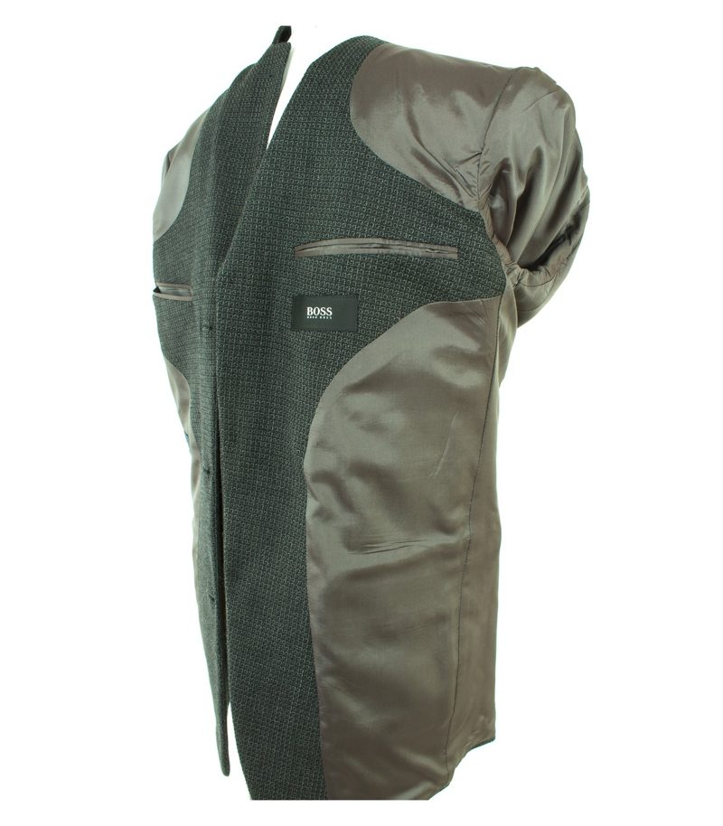 HUGO BOSS Herren Sakko Gr. 98 Schwarz/Beige Wolle – Foto 10