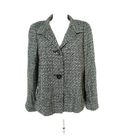 HAUBER Damen Blazer Gr. DE 44 Schwarz/Weiß Baumwolle Wolle