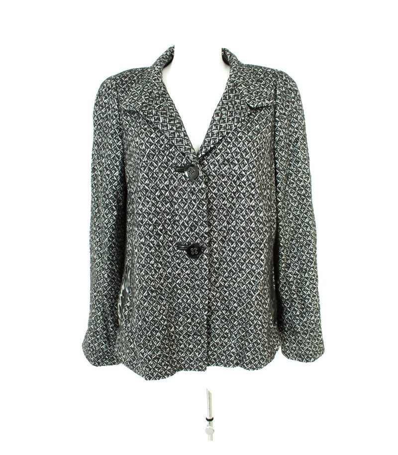 HAUBER Damen Blazer Gr. DE 44 Schwarz/Weiß Baumwolle Wolle – Foto 1