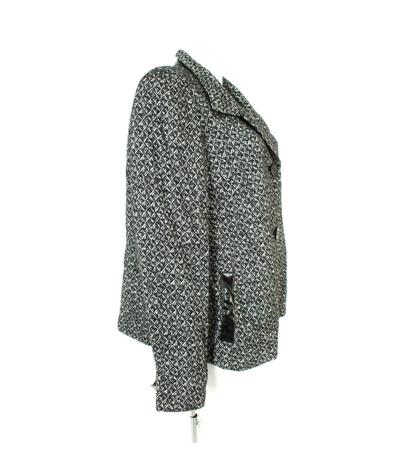HAUBER Damen Blazer Gr. DE 44 Schwarz/Weiß Baumwolle Wolle – Foto 2