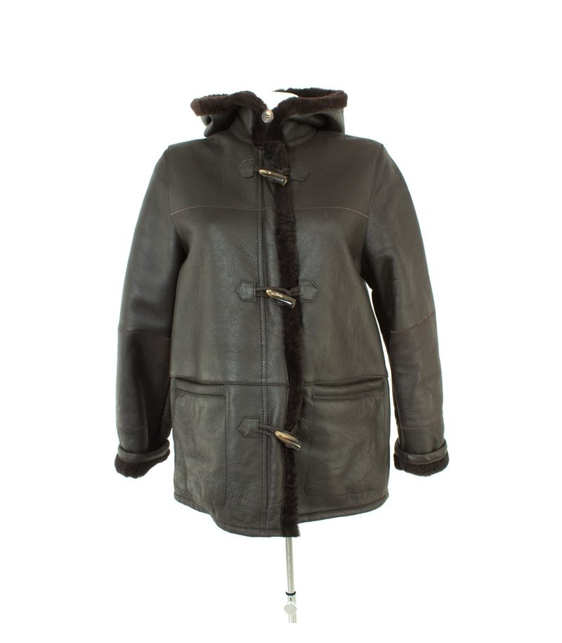 BARISAL Jacke Jacket Kapuzenjacke Lederjacke Leder Lammfell Lammfelljacke Damen Gr. DE 36 in Braun – Foto 1