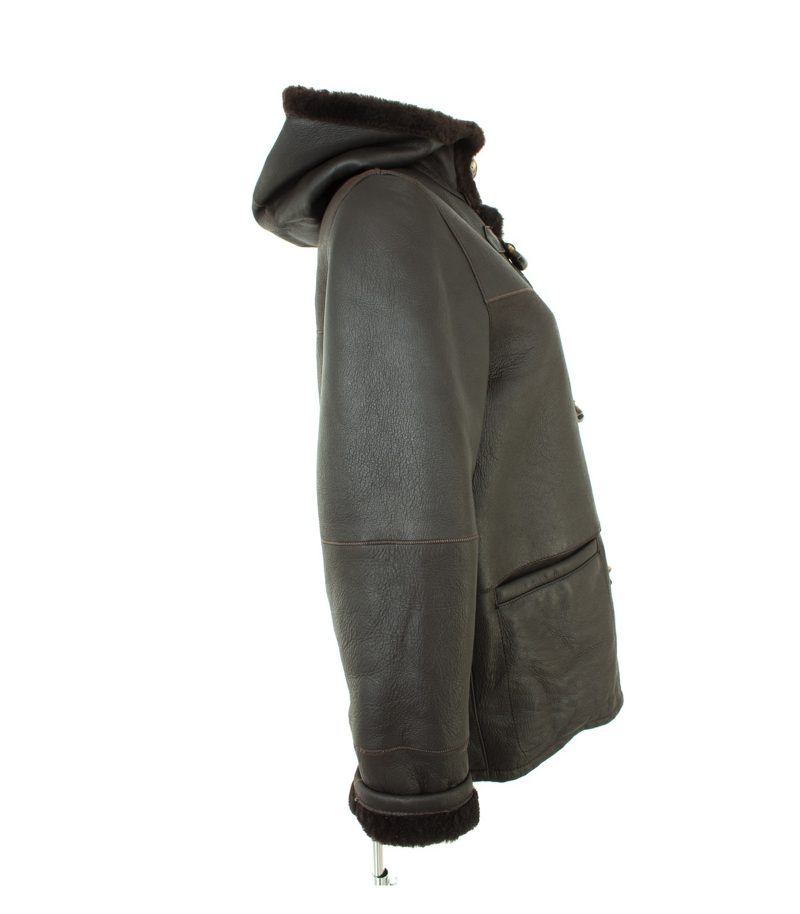 BARISAL Jacke Jacket Kapuzenjacke Lederjacke Leder Lammfell Lammfelljacke Damen Gr. DE 36 in Braun – Foto 2