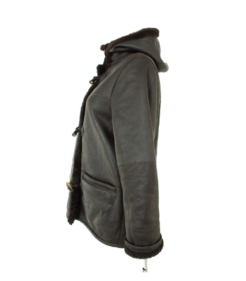 BARISAL Jacke Jacket Kapuzenjacke Lederjacke Leder Lammfell Lammfelljacke Damen Gr. DE 36 in Braun – Foto 3