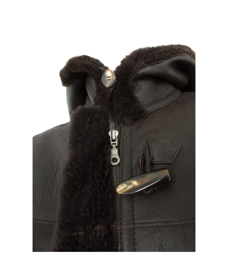 BARISAL Jacke Jacket Kapuzenjacke Lederjacke Leder Lammfell Lammfelljacke Damen Gr. DE 36 in Braun – Foto 5