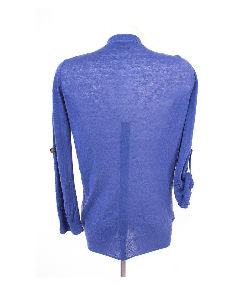 Massimo Dutti Damen Strickjacke Gr. L/34 Blau Leinen – Foto 4