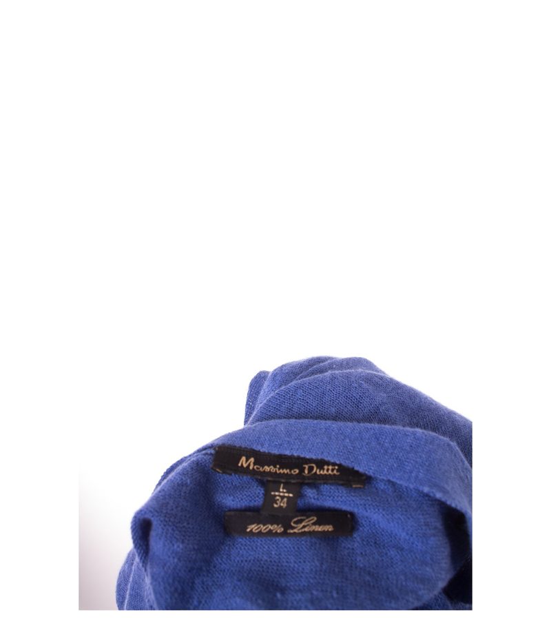 Massimo Dutti Damen Strickjacke Gr. L/34 Blau Leinen – Foto 5