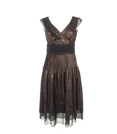 LAURA ASHLEY Damen Kleid Abendkleid Gr. DE 36 Braun