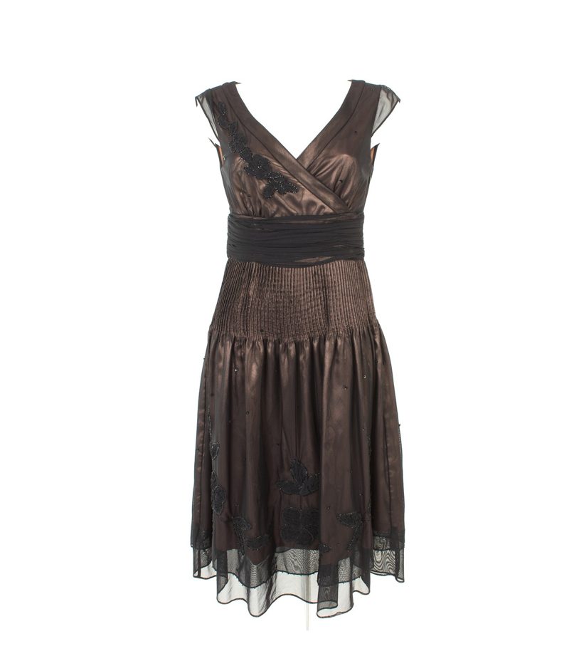 LAURA ASHLEY Damen Kleid Abendkleid Gr. DE 36 Braun – Foto 1