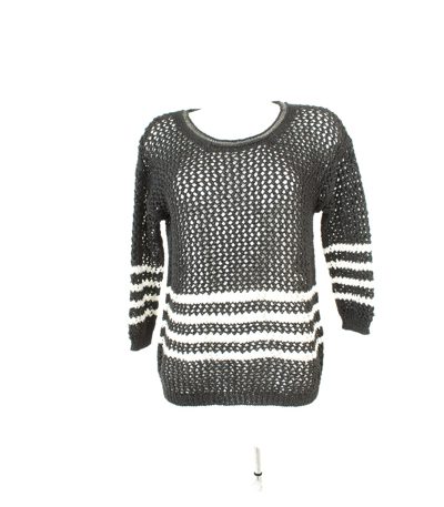 LUISA CERANO Damen Pullover Gr. DE 38 Weiß/Schwarz Baumwolle