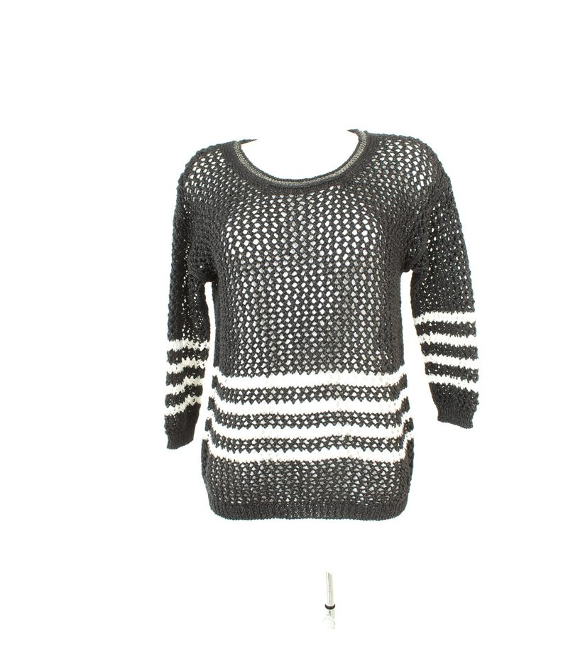 LUISA CERANO Damen Pullover Gr. DE 38 Weiß/Schwarz Baumwolle – Foto 1