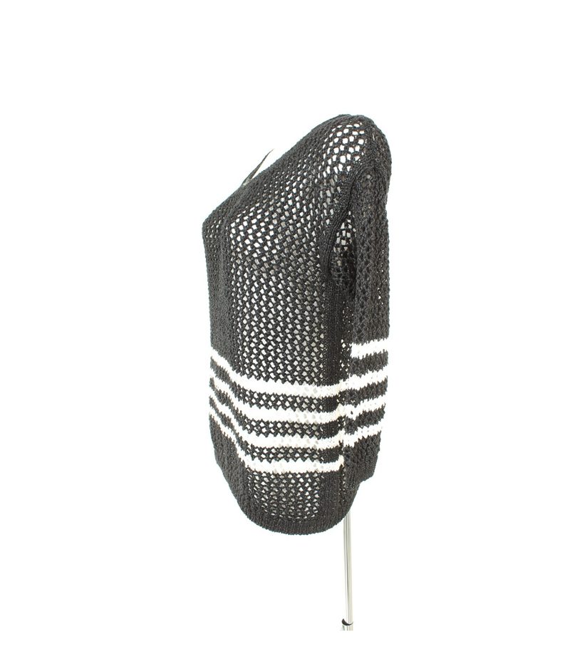 LUISA CERANO Damen Pullover Gr. DE 38 Weiß/Schwarz Baumwolle – Foto 2