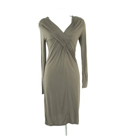 oui Damen Kleid Freizeit Gr. DE 38 in Grauoliv Viskose NEU