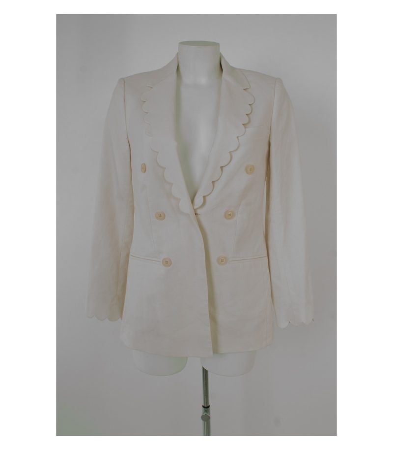 REBECCA TAYLOR Damen Blazer Gr. S/4 Beigerosa Baumwolle – Foto 1